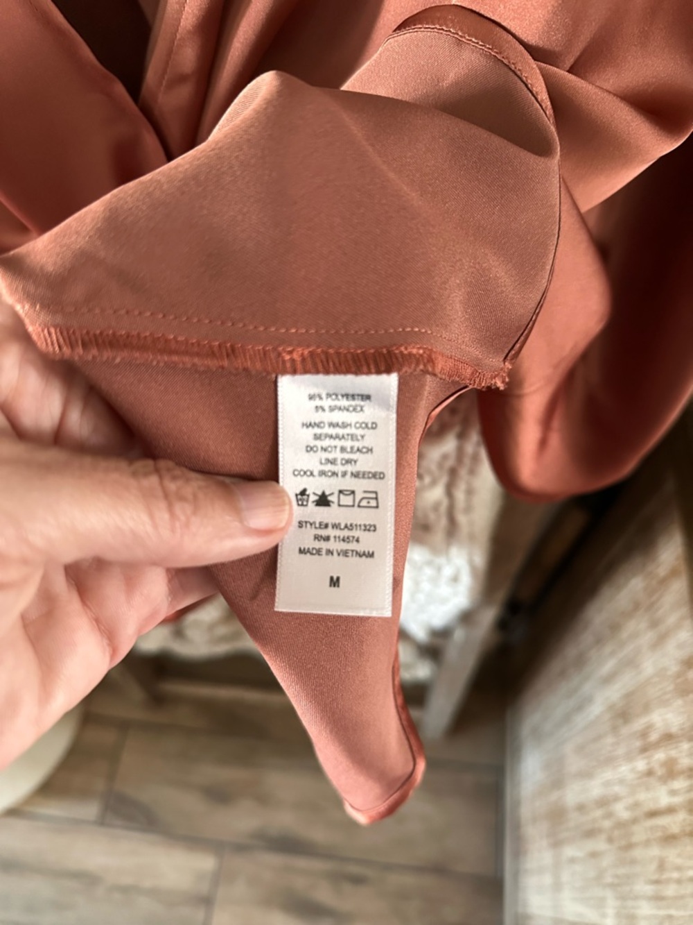 Pleione Satin Twist-Front Blouse in Terracotta - Picture 3 of 4
